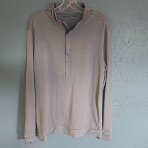 Matte Grey Quarter Zip Men's Long Sleeve Henley - Taupe